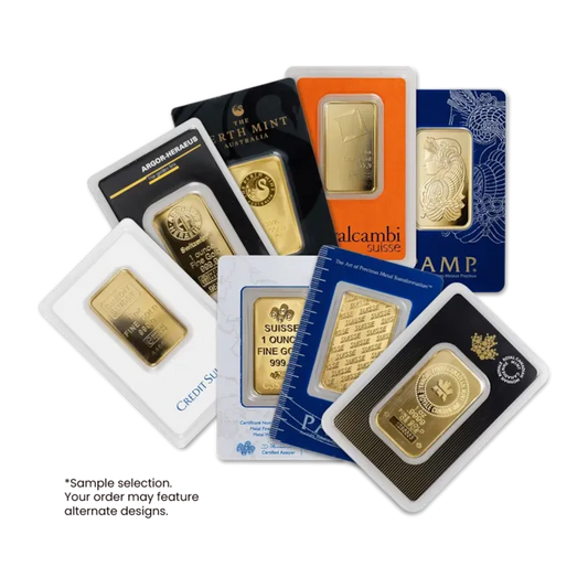 1 oz Gold Bar - Random Design w/ Assay Card